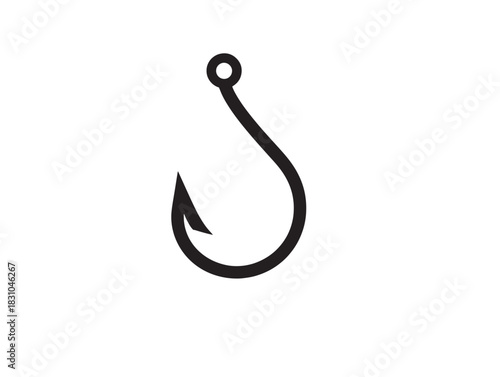 Minimalist fishhook icon 2D vector line art illustration perfect for web app and mobile design