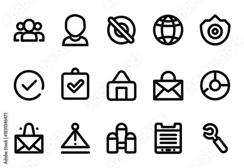 Set of 15 essential outline icon for application