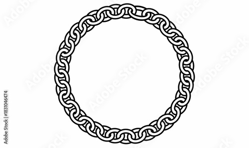 frame of circular chain link with copy space.for badge design, logo border, jewelry illustration, tattoo,text,and vintage ornament decoration.