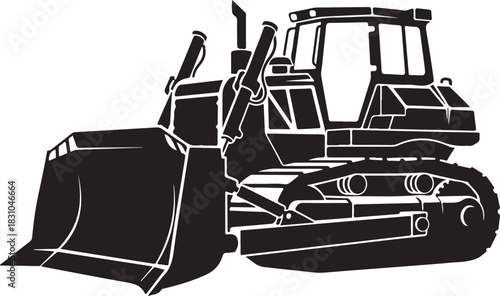 Bulldozer vector illustration heavy construction equipment for earthmoving isolated on white background