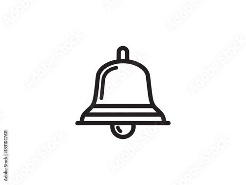 Minimalist ringing bell line icon 2D vector line art illustration for web and app