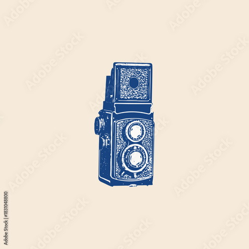 Old vintage analog film medium format twin lens camera icon