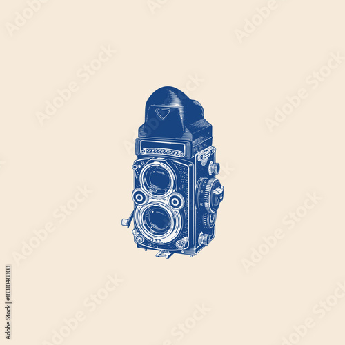 Old vintage analog film medium format twin lens camera icon