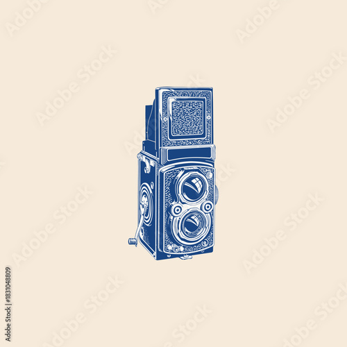 Old vintage analog film medium format twin lens camera icon