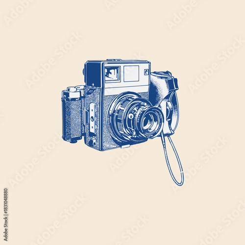 Vintage analog 120 film medium format range finder camera  photography photographer icon