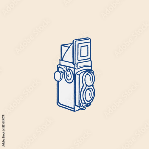 Old vintage analog film medium format twin lens camera icon