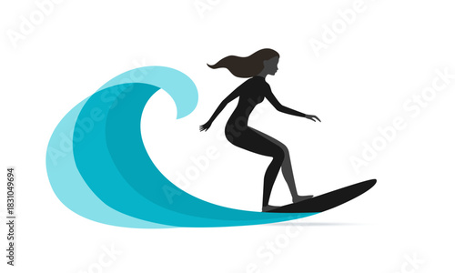  Woman  surfing  wave