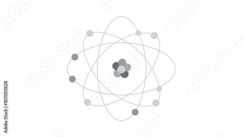 Atomic model illustration with nucleus and orbiting electrons
