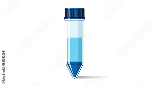 Centrifuge tube with blue liquid and a cap