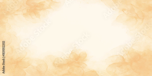 Vintage brown parchment background with clouds, abstract aged paper texture frame illustration