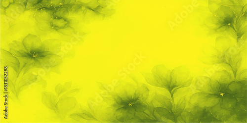 Bright yellow spring flowers in the wind against a soft nature background with green leaves