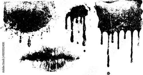 Engravings in a vintage style featuring black ink textures. This artwork includes expressive outlines in a unique vector illustration set.