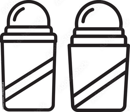 Two deodorant roll on bottles silhouette
