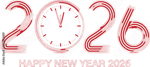 Creative 2026 clock themed typography for the new year countdown