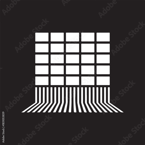 Computer circuit board or processor silhouette vector icon chip connections background illustration digital components elements