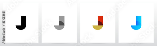 Simple Geometric Shape Combine Letter Initial Logo Design J