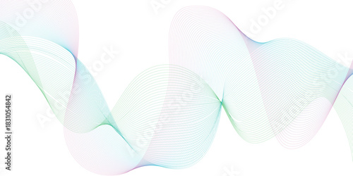 Multicolor gradient wave lines vector background, twisted curve lines and blend effect, frequency sound wave lines, 3d contour line patterned background illustration.	
