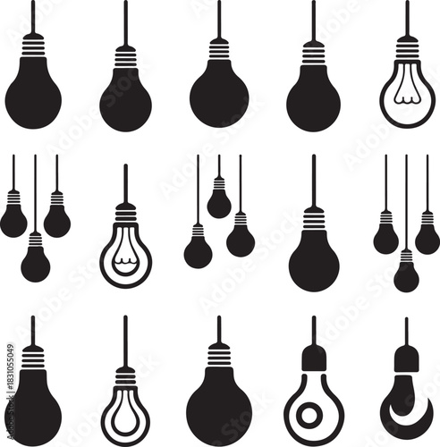 Light bulb vector illustration lightbulb lamp electricity idea icon isolated bulb logo symbol energy collection lighting graphic element set