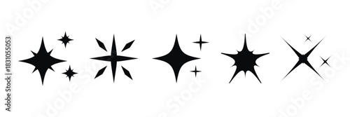 Black Sparkle Icons  Assorted Twinkle Vector Set