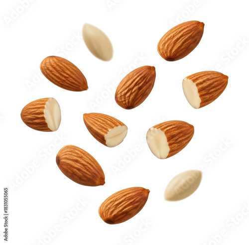 Wallpaper Mural Almonds falling in motion natural food isolated on transparent background Torontodigital.ca