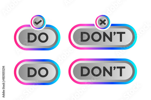 Do and Dont Gradient Buttons  Decision Making Interface Elements