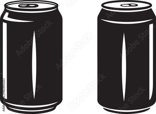 Two black soda cans isolated on white background