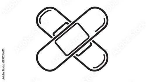 Crossed bandage icon simple line art vector illustration isolated on white background for medical and healthcare design