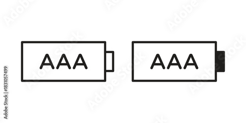AAA battery icon. Outline, Glyph and Filled Outline Style