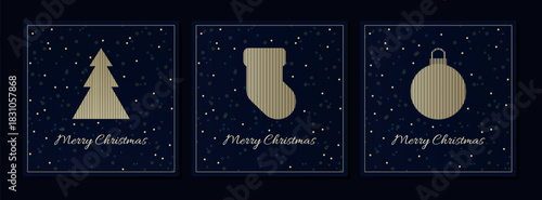 Golden Christmas Cards Set - luxury minimalist holiday collection