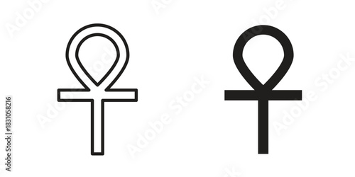 Ankh icon. Outline, Glyph and Filled Outline Style