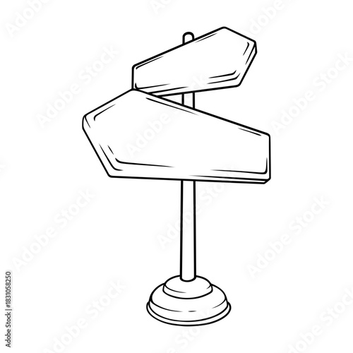 vector line art hand drawn illustration of a road sign