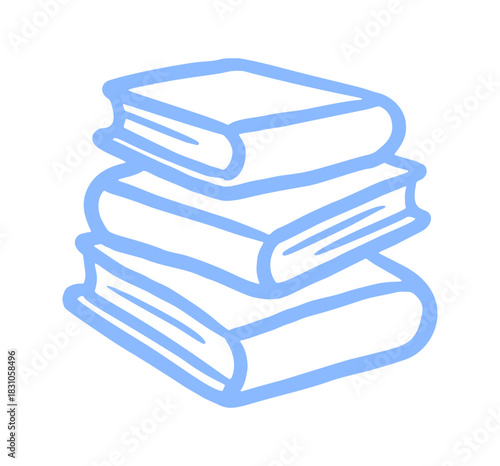 stack book hand drawn doodle. Vector doodle illustration icon isolated on white bg