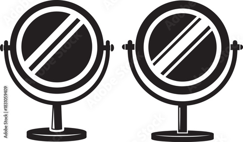 Two oval vanity mirrors silhouette