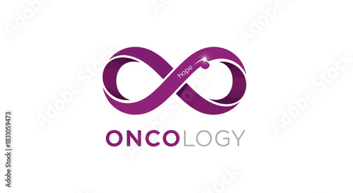 Modern Abstract Purple Infinity Symbol with Hope Sparkle and Oncology Text Logo Design