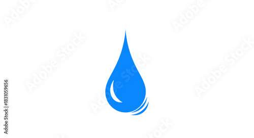 Bright Blue Water Drop Icon Vector Symbol of Purity Freshness and Hydration Element