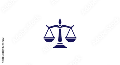 Minimalist Dark Blue Justice Scale Icon Representing Law Equality and Fairness Concepts