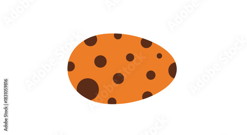 Playful Spotted Orange Egg-Shaped Illustration with Dark Brown Dots on White Background