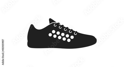 Sleek black running shoe silhouette icon for fitness sport and active lifestyle designs
