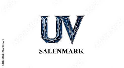 Modern Geometric UV Letters Logo with Crystalline Blue Design for Contemporary Branding Solution