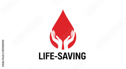 Essential Blood Donation Concept Featuring Hands Supporting a Red Blood Drop for Life Saving