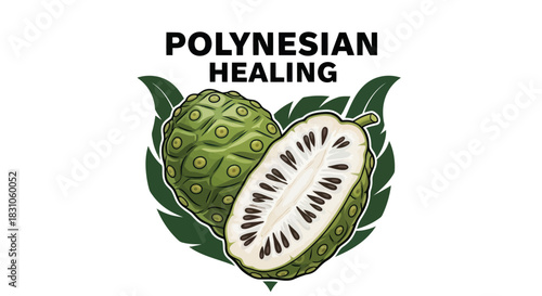 Vibrant Polynesian Noni Fruit Illustration Representing Natural Healing and Wellness Concept