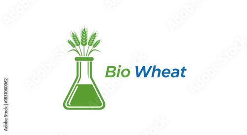 Sustainable Bio Wheat Growth in Laboratory Flask Icon - Agricultural Biotechnology Concept