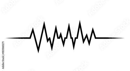 Dynamic black heartbeat pulse line on white background representing health vitality and rhythm