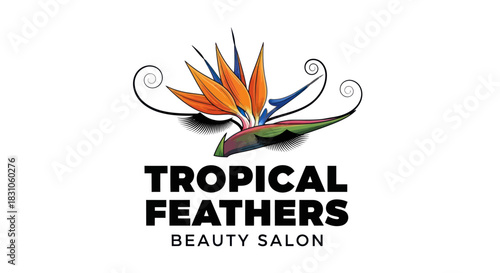 Exotic Strelitzia flower emblem with feminine lash design perfect for beauty and spa business