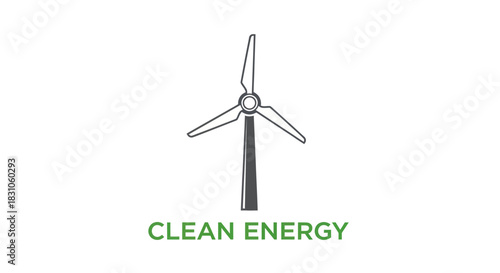 Modern wind turbine icon representing clean renewable energy and eco-friendly power generation