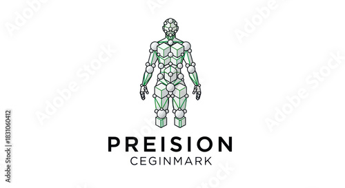 Geometric Human Body Wireframe with Interconnected Shapes Representing Technology and Precision