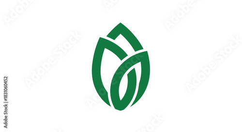 Modern Green Leaf Logo Design Representing Nature Ecology and Organic Growth Concept