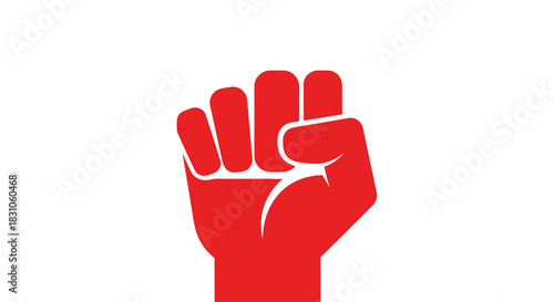 Red Raised Fist Symbolizing Power Strength and Solidarity Vector Illustration for Activism