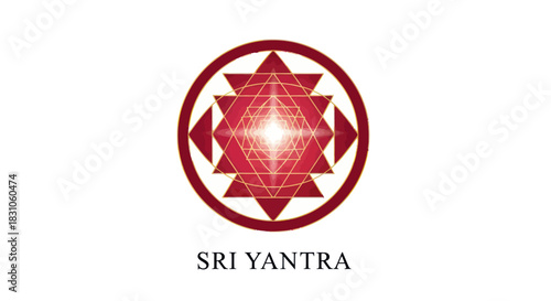 Sacred Sri Yantra spiritual symbol vector illustration for meditation and divine energy