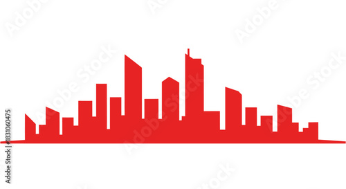 Red City Skyline Silhouette Vector Graphic Depicting Modern Urban Metropolis Architecture